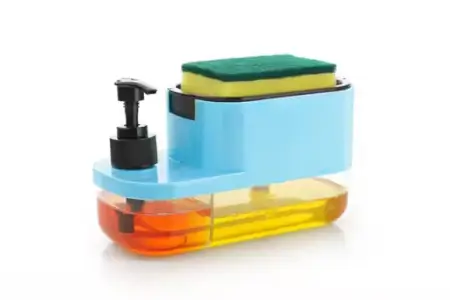 GLD9KwtCV8PgGKkRORJD76dsi2FkZhs5kVOaVWIW.webp 3 in 1 Soap Pump Dispenser with Sponge Holder | Kitchen Dishwashing Liquid Dispenser | Sink Organizer for Kitchen & Bathroom | Pack of 1 ( default, OS )