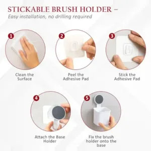 Wall Mounted Toothbrush Holder – No-Drill Space Saving Bathroom Organizer ( default, OS )